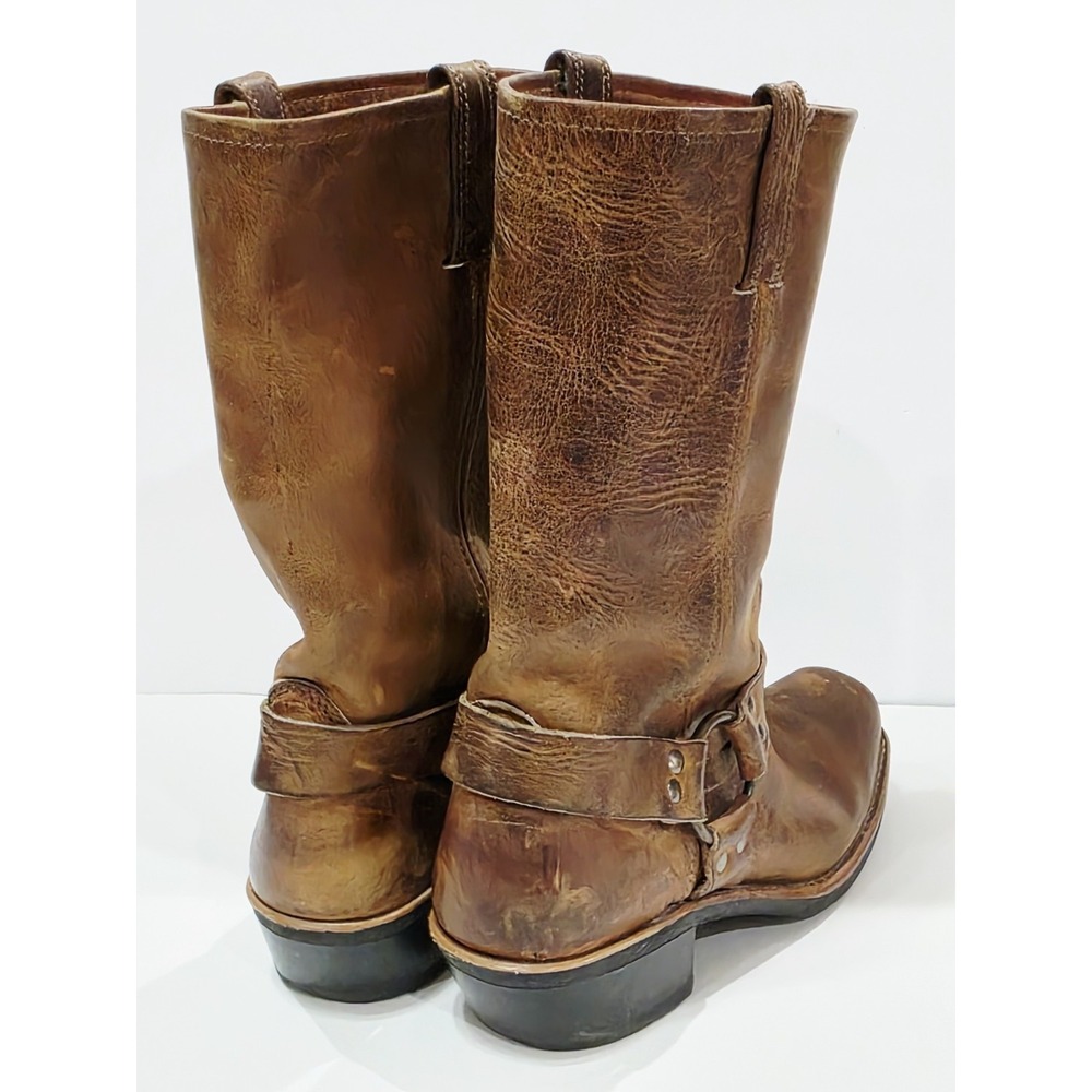 Frye 77300 Tan Brown Leather Boot Riding Moto Harness Women Biker 10 M Used RARE - Picture 11 of 16